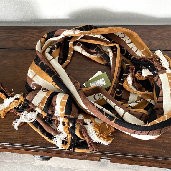 Gucci 634166 4GB22 SC Woodstripes Wool Scarf, 37cm X 180cm - Picture 9 of 16